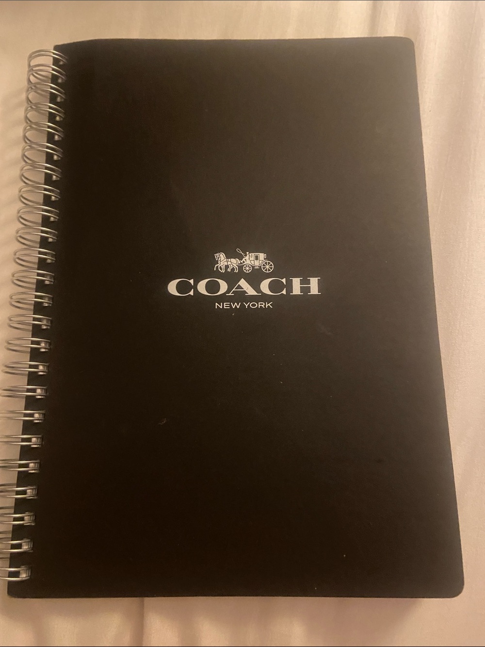Coach Black Spiral Notebook with Silver Logo